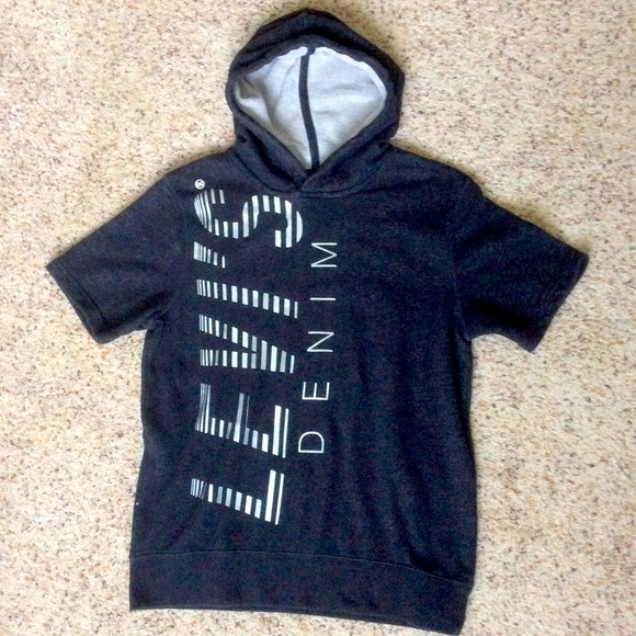 Levi’s Reflective Logo Denim Youth Hoodie Sweatshirt Sz L - Picture 1 of 6